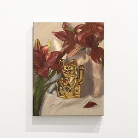 Lucky Cat with Lillies